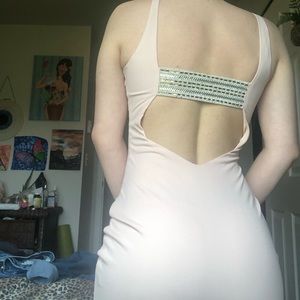 Pink body con dress with beautiful back detail